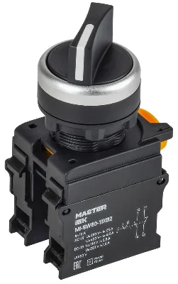 Переключатель 2 полож. 1НО+1НЗ длин. ручка черн. MASTER IEK MI-SW60-11XB2-3-25-2-K02