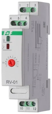 Реле времени RV-01 (задержка вкл. (1..120сек) 230В 16А 1перекл. IP20 монтаж на DIN-рейке) F&F EA02.001.007