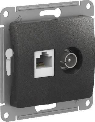 Розетка компьютерная + телевизионная 2-м Glossa RJ45 кат.5E + TV механизм антрацит SE GSL000789