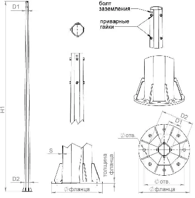 Комплект крепежа для ОГСФ/ОСФ-0.4 Пересвет В00005081