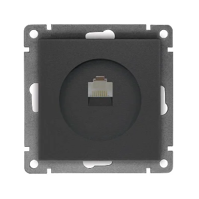 Розетка компьютерная 1-м СП Афина RJ45 кат.5E механизм графит Universal A0051-Gr