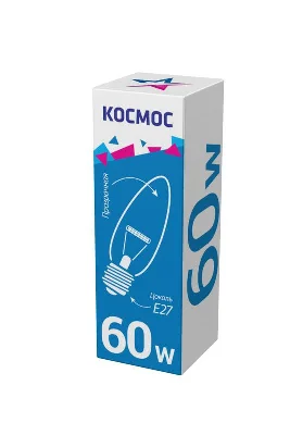 Лампа накаливания Свеча 60Вт E27 прозр. Космос LKsmSCnCL60E27v2