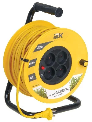 Удлинитель на катушке 4х30м без заземл. 6А IP20 УК30 "Garden" с термозащ. 2х0.75 ИЭК WKP23-06-04-30