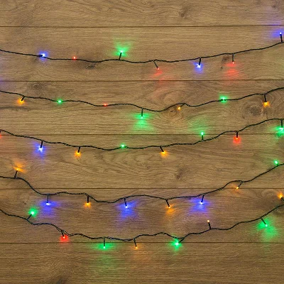 Гирлянда "ТВИНКЛ ЛАЙТ LED" (с контроллером 8 режимов) 6м 40LED 4Вт 220В IP20 мульти. провод темн.-зел. ПВХ NEON-NIGHT 303-029