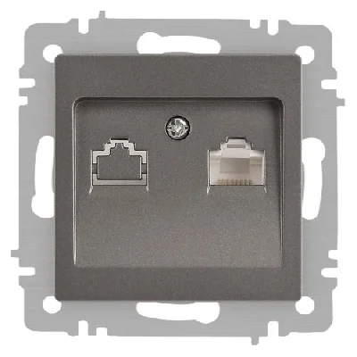 Розетка Accent 6-303-09 информационная RJ45 IP20 СУ титан Intro Б0063642