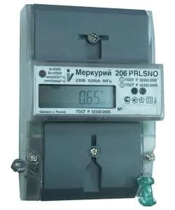 Счетчик "Меркурий" 206 RN 1ф 5-60А 1.0/2.0 класс точн. многотариф. оптопорт RS485 ЖКИ Моск. вр. Инкотекс 32575