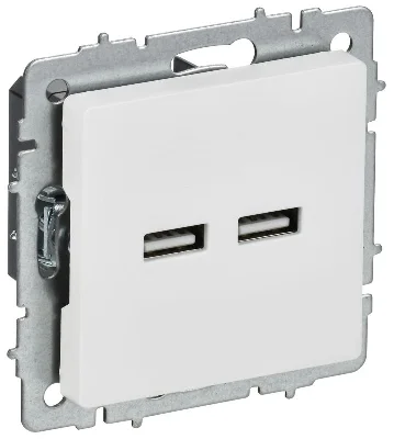 Розетка BRITE РЮ10-1-БрАБ USB A+A 3.1А механизм арктич. бел. IEK BR-U21-D31-K91