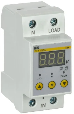 Реле напряжения РН-д 1ф 36мм 63А IEK IVR21-1-63