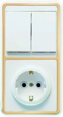 Блок БКВР-032 Бэлла (2-кл. выкл. + розетка с заземл.) зол. Кунцево 5832
