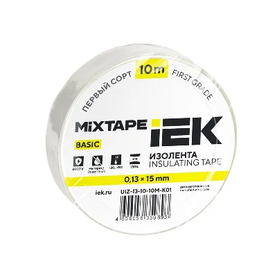 Изолента ПВХ 0.13х15мм (рул.10м) бел. IEK UIZ-13-10-10M-K01