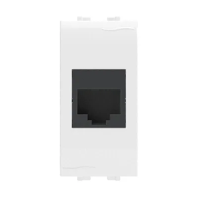 Розетка компьютерная 1-м СП Brava 1мод. RJ45 5E (разъем Hyperline) бел. DKC 76654B