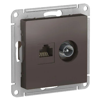 Механизм розетки 2-м ATLAS DESIGN комп. RJ45 кат.5E+TV мокко SchE ATN000689