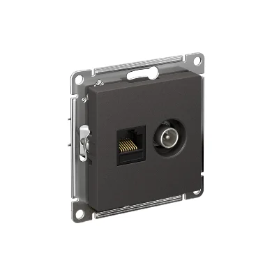 Розетка компьютерная + телевизионная 2-м AtlasDesign RJ45 кат.5E базальт SE ATN001489