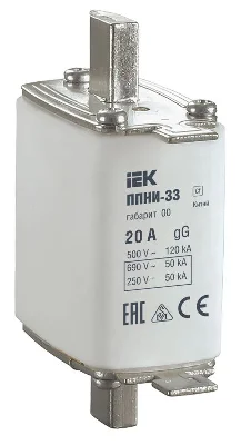 Вставка плавкая ППНИ-33 20А габарит 00 IEK DPP10-020